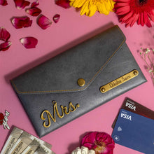 Personalized Ladies Clutch With Charm - Gray