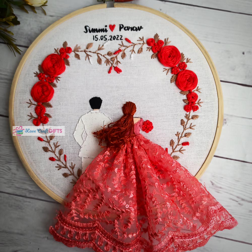 Special Embroidery Hoop For Couple - With Gift Wrap - love craft gift