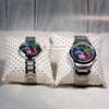 Customized Silver Colour Wrist Watch Combo