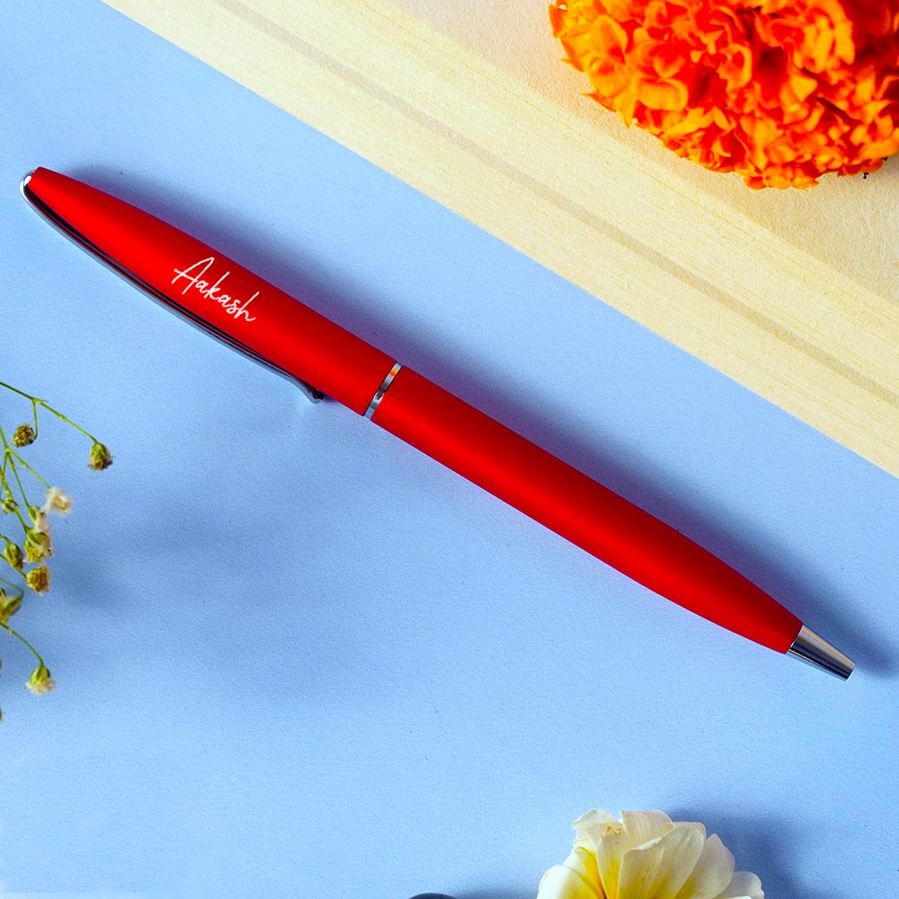 Personalized Red Metallic Ball Pen