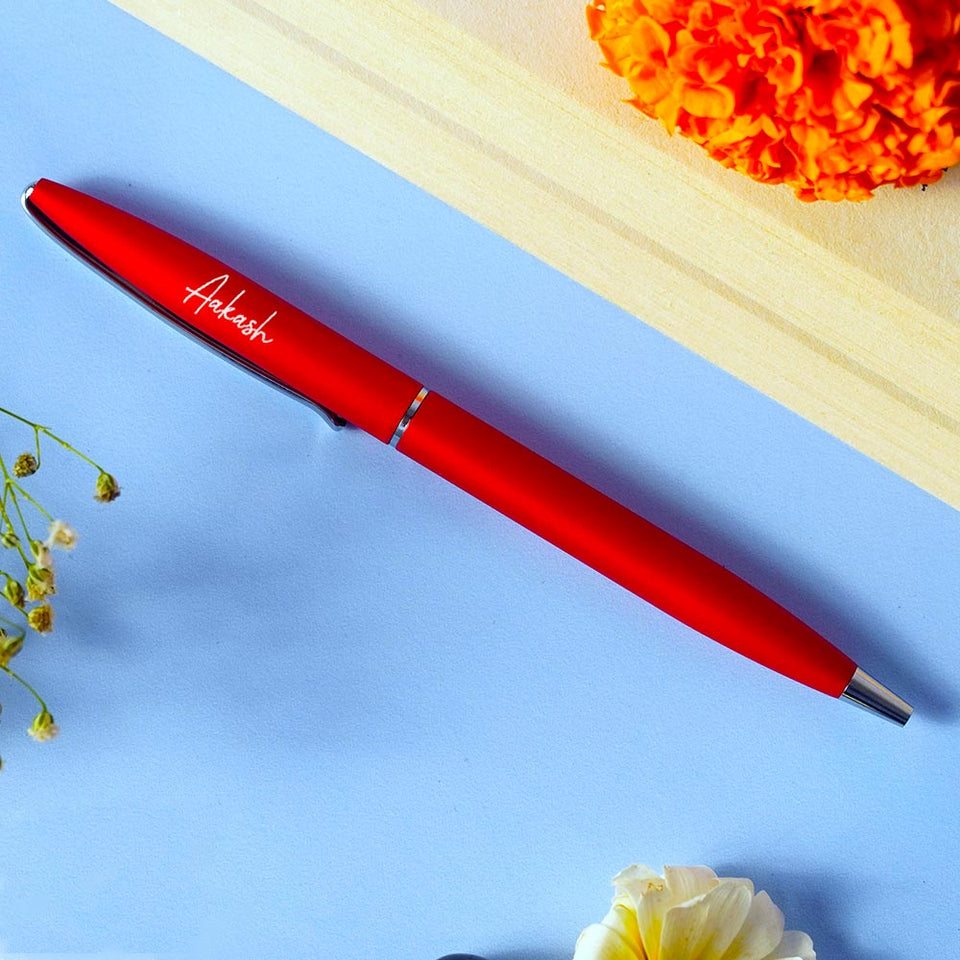 Personalized Red Metallic Ball Pen
