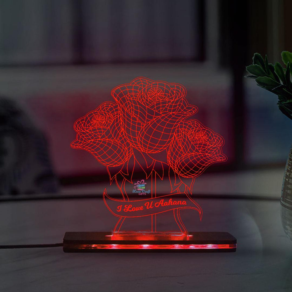 3d Acrylic Multi-Colored Rose LED Lamp