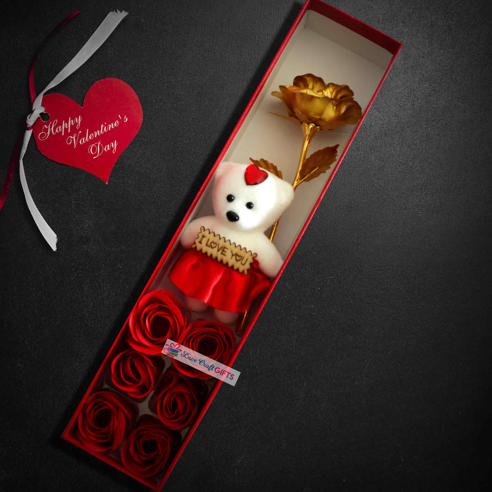 VALENTINE SPECIAL ACRYLIC LAMP AND TEDDY BOX COMBO | love craft gift