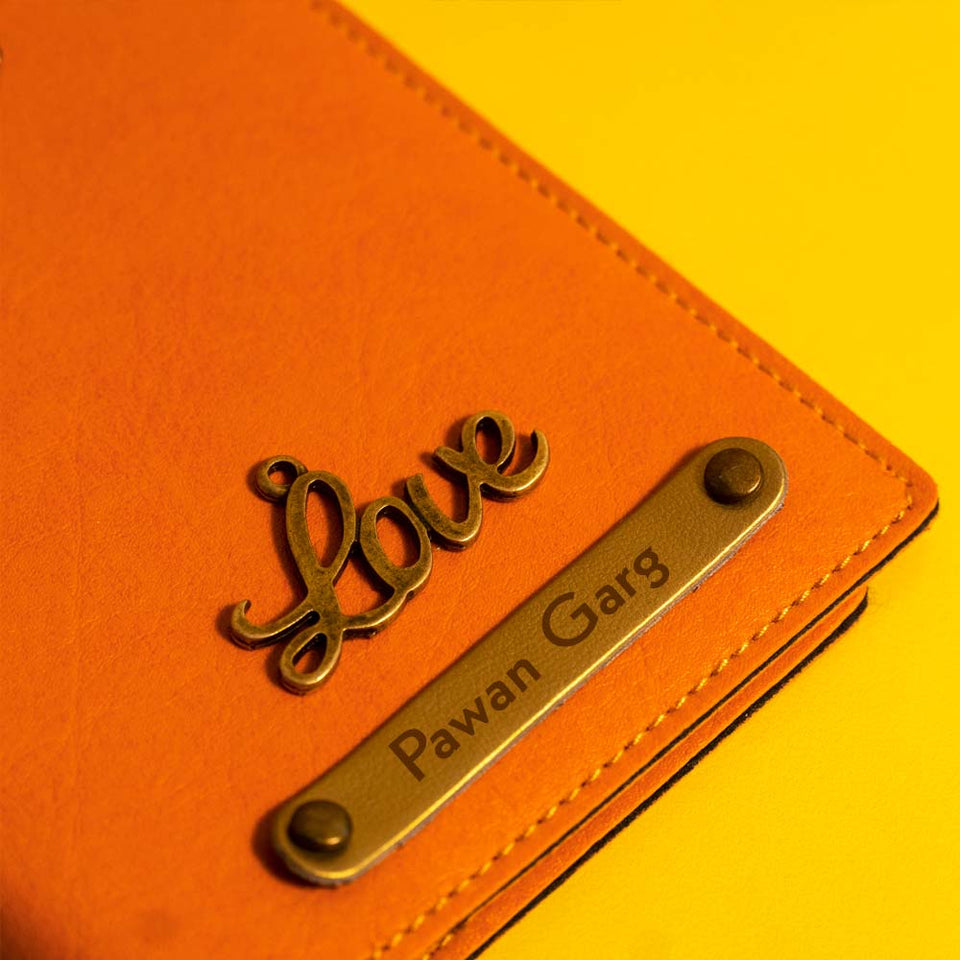 Personalized Orange Leather Passport Cover