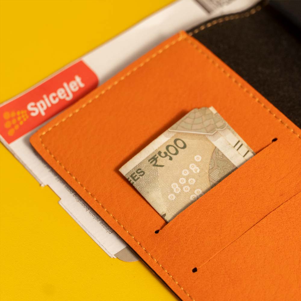 Personalized Orange Leather Passport Cover