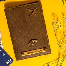 Personalized Leather Passport Cover With Name & Charm - Gray