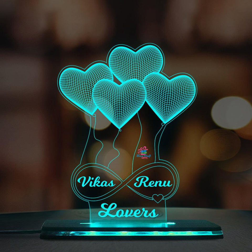 Buy ZOCI VOCI Acrylic, Wood Anniversary Gift Personalized 3D Illusion Heart  LED Lamp | Engraved Night Lamps For Special Occasions Unique Gift For Wife  & Husband (Tree Of Hearts), Multicolor Online at