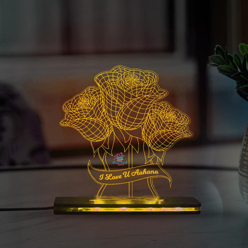 3d Acrylic Multi-Colored Rose LED Lamp