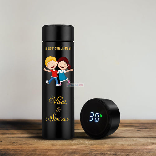Customized Temperature Best Siblings Water Bottle With Name - 0