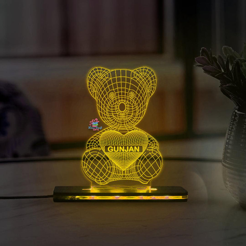 3d Acrylic Teddy Name LED Lamp