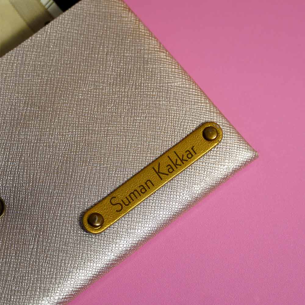 Customized Silver Color Ladies Clutch With Charm