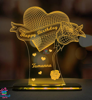 Customized 3d Acrylic Happy Birthday LED Lamp For Him