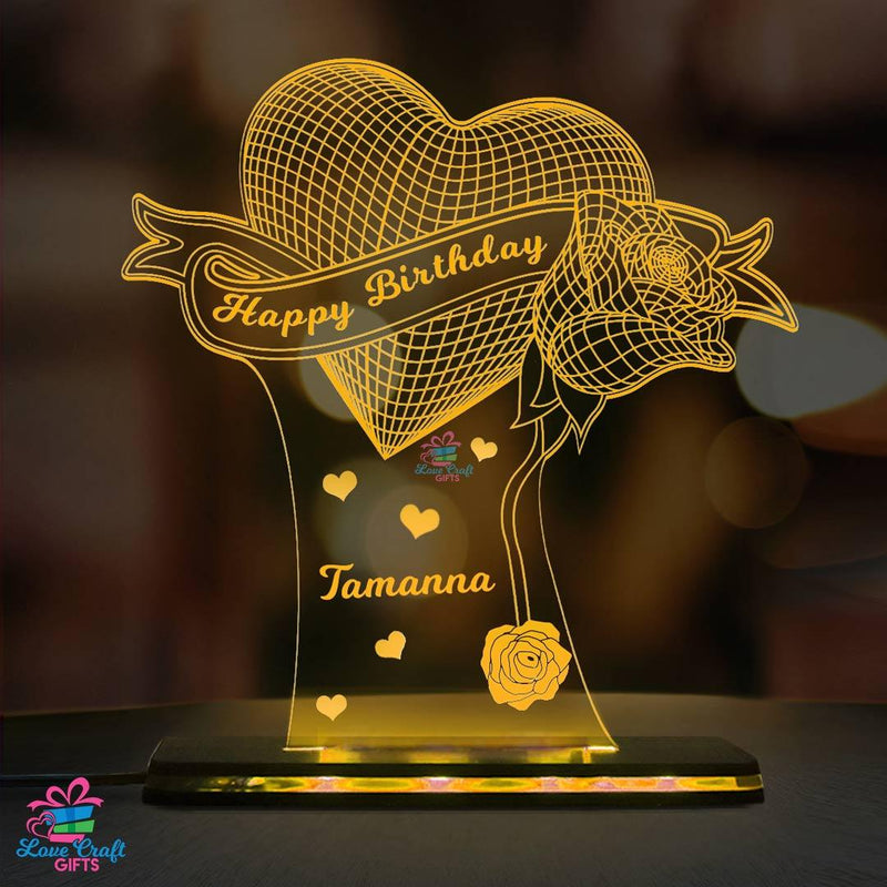 Customized 3d Acrylic Happy Birthday LED Lamp For Him