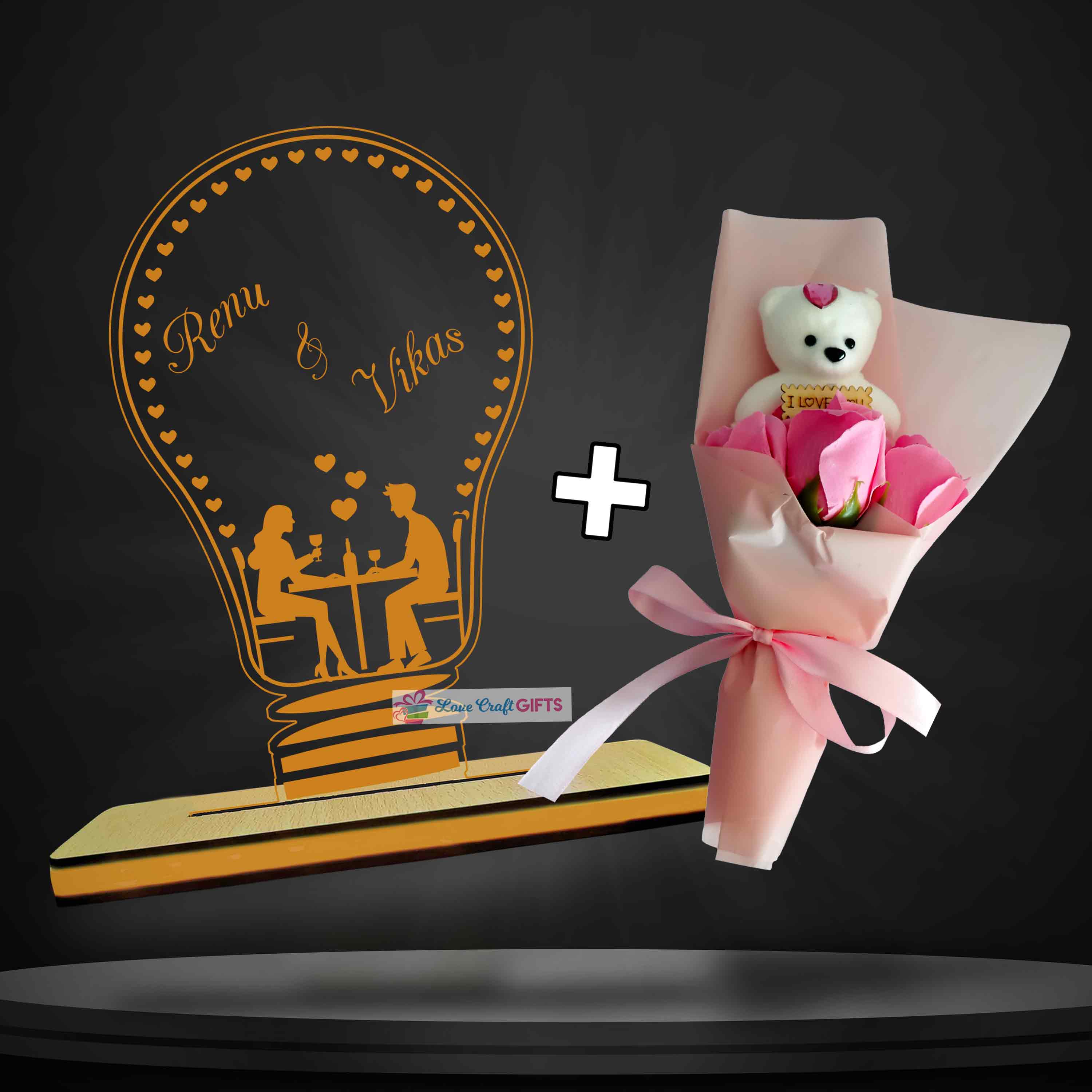 VALENTINE SPECIAL ACRYLIC LAMP AND TEDDY COMBO | love craft gift