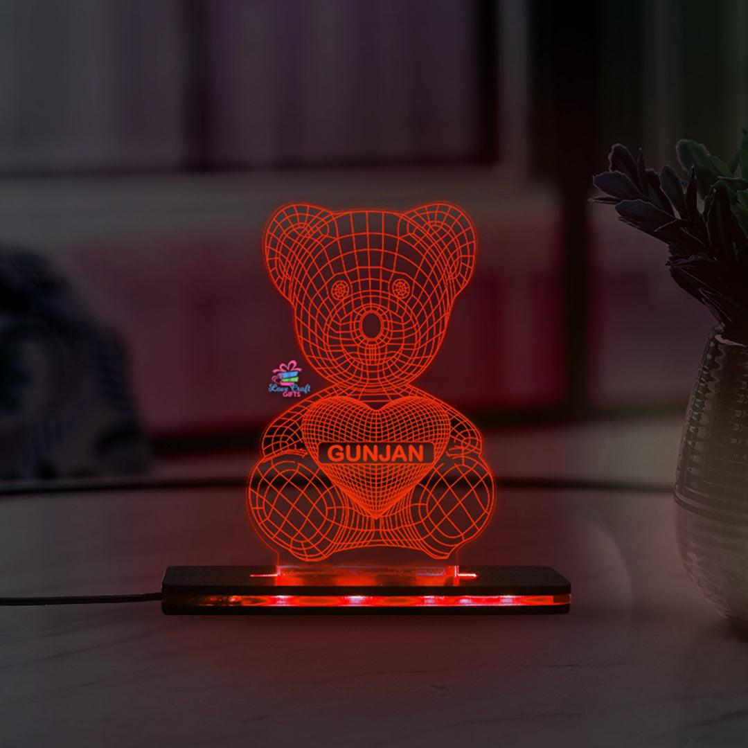 3d Acrylic Teddy Name LED Lamp