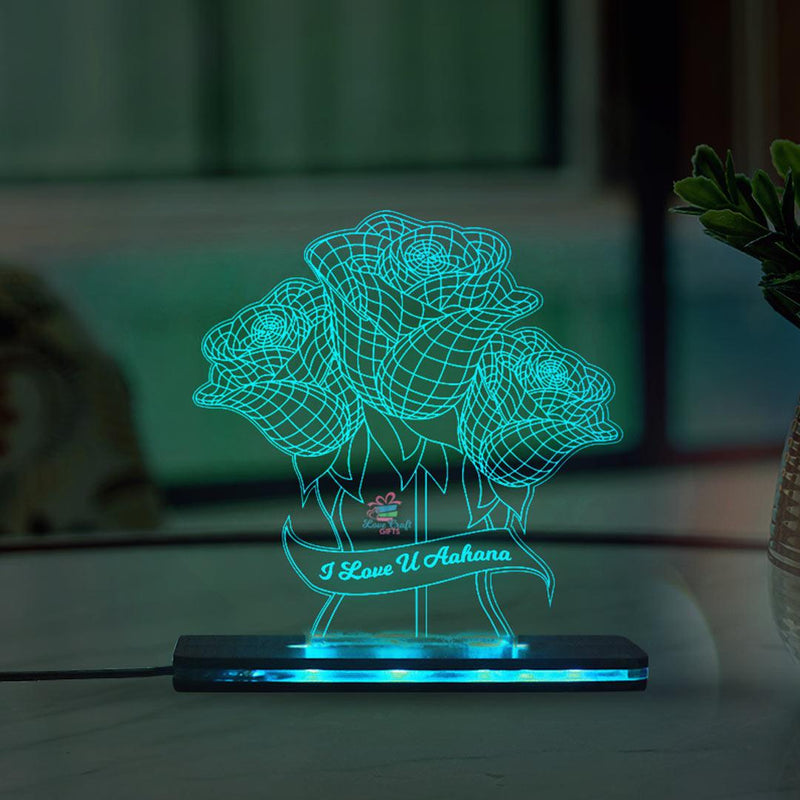 3d Acrylic Multi-Colored Rose LED Lamp