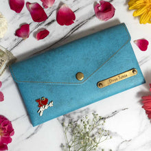 Personalized Ladies Clutch With Charm - Ice Blue