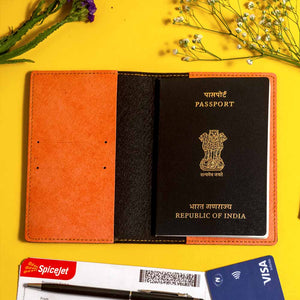 Exclusive Orange Passport Cover With Name & Charm