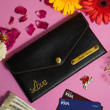 Personalized Ladies Clutch With Charm - Black