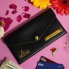 Personalized Black Color Ladies Clutch With Charm