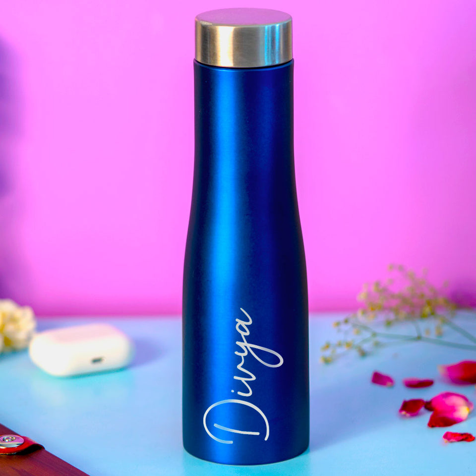 Customized Blue Stainless Water Bottle