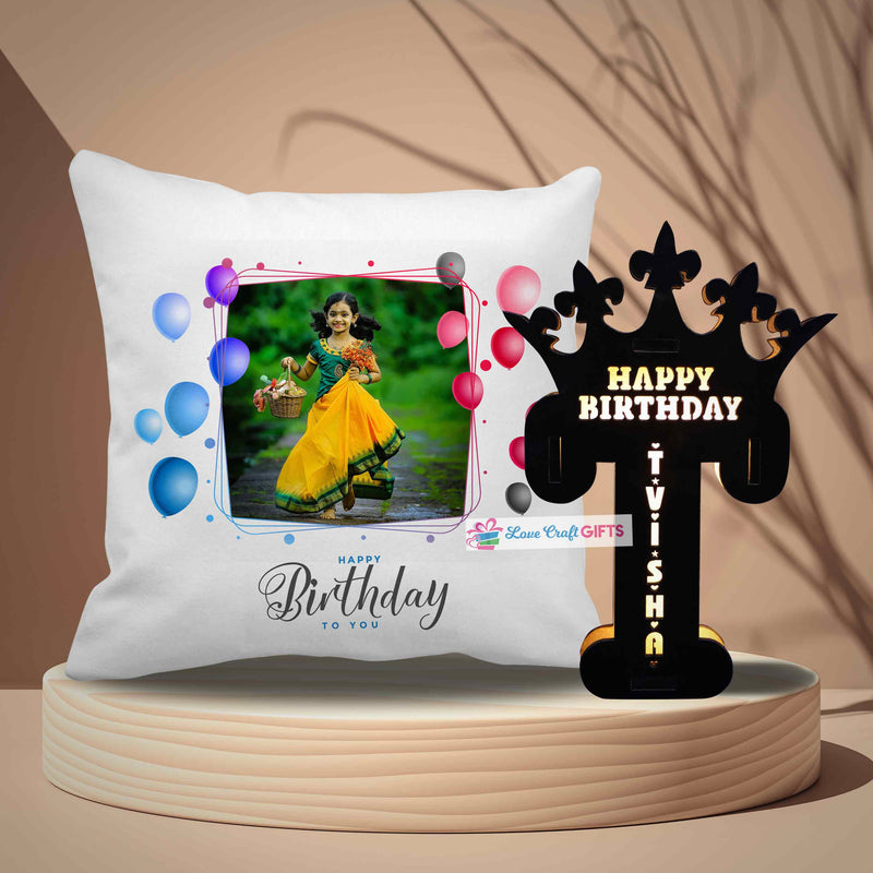 BIRTHDAY SPECIAL CUSHION AND ALPHABET FRAME COMBO | love craft gift