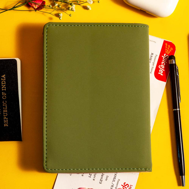 Personalized Green Passport Cover With Name & Charm