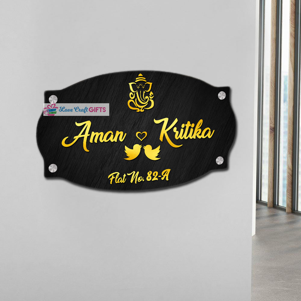 Love Birds Wooden Home Name Plates-12x15"