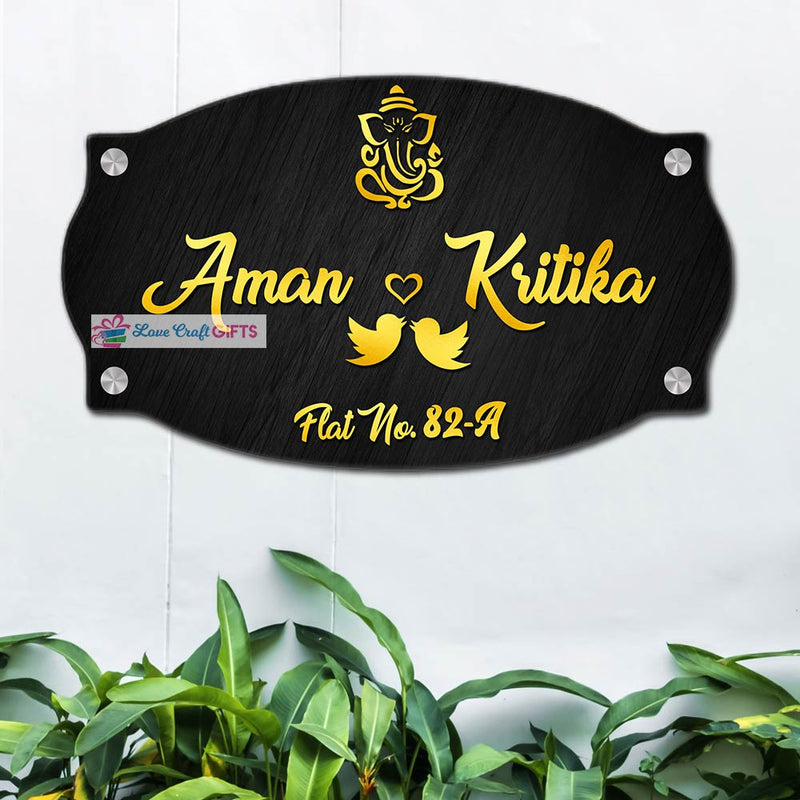 Love Birds Wooden Home Name Plates-12x15"