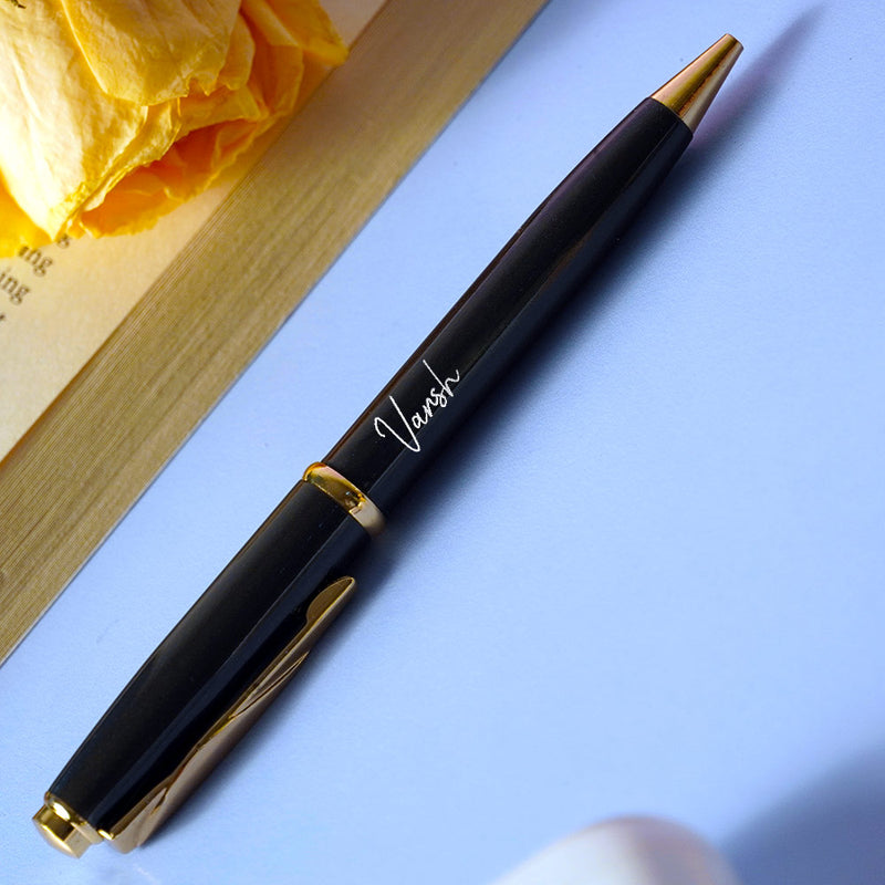 Premium Personalized Black Metallic Ball Pen