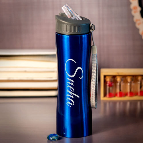 Customized Blue Stainless Sipper Water Bottle