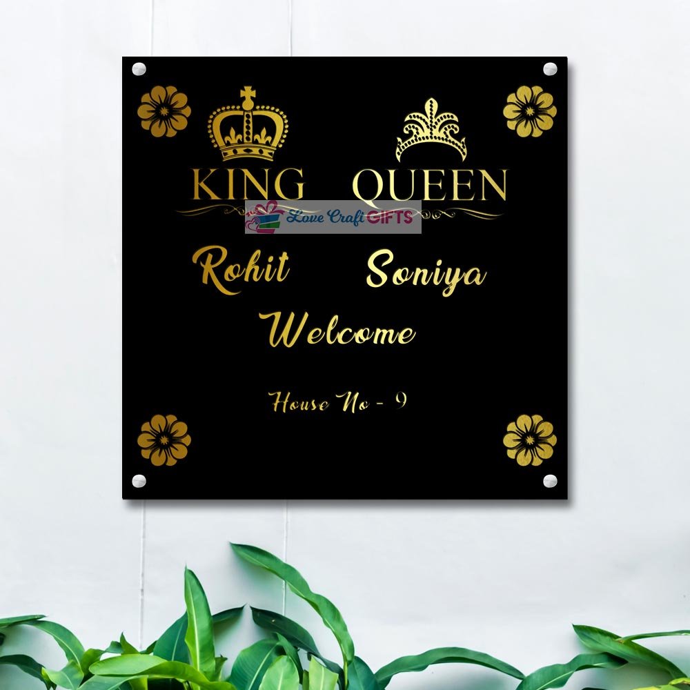 King Queen Acrylic Home Name Plates | love craft gift