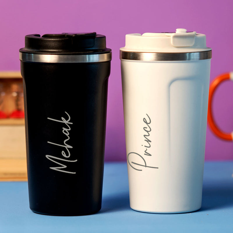 Black Stainless Steel Coffee Mug Or Water Bottle| Love Craft Gifts