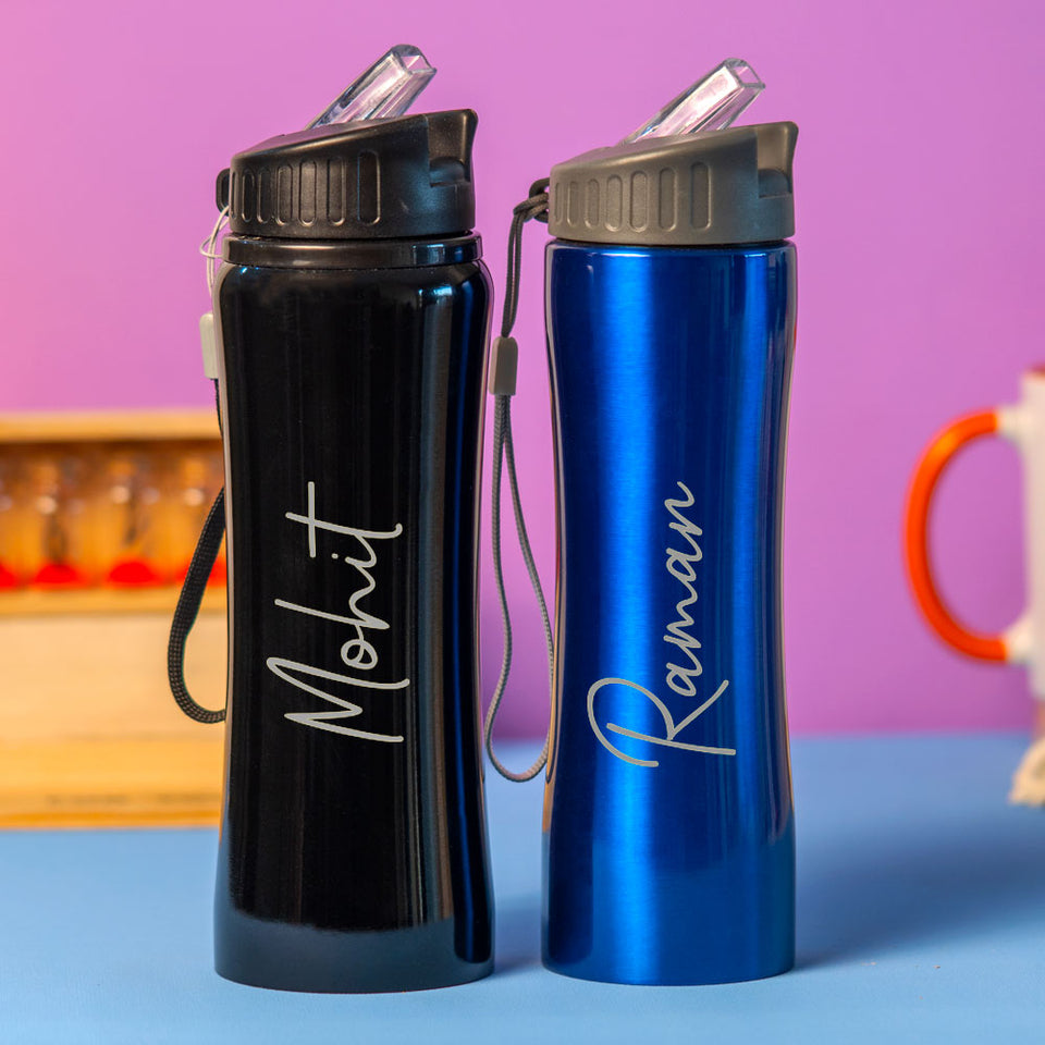Customized Blue Stainless Sipper Water Bottle