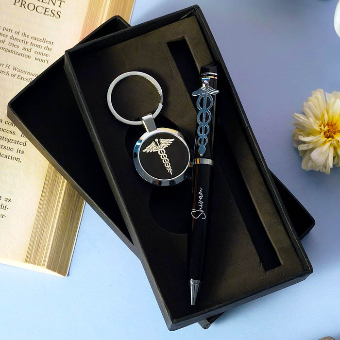 Doctor Personalized Silver Pen And Keychain Set