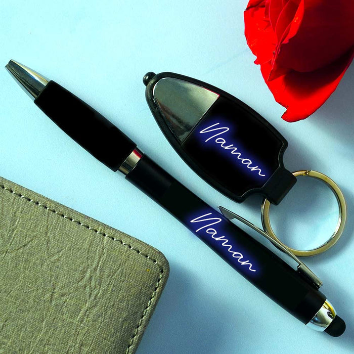 Personalized Premium LED Pen And Keychain Combo