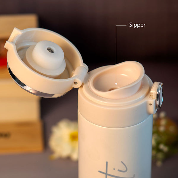 Customized Cream Smart Temperature Water Bottle - love craft gift