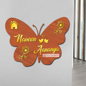 Butterfly Wooden Home Name Plates