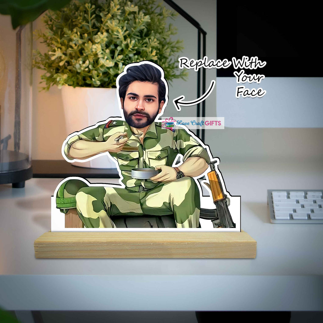 CUSTOMIZED ARMY CARICATURE | CARICATURE PHOTO STAND | LOVE CRAFT GIFTS - 0