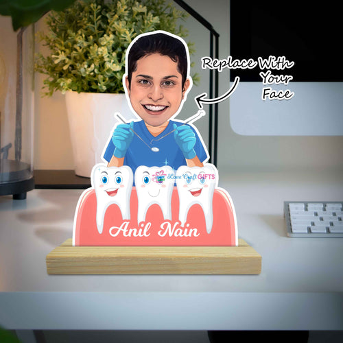 personalized dentist caricature photo stand - 1