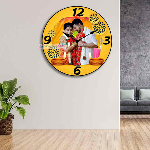 Diwali Wooden Photo Wall Clock