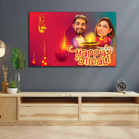 DIWALI SPECIAL DIGITAL CANVAS OIL PAINTING | love craft gift