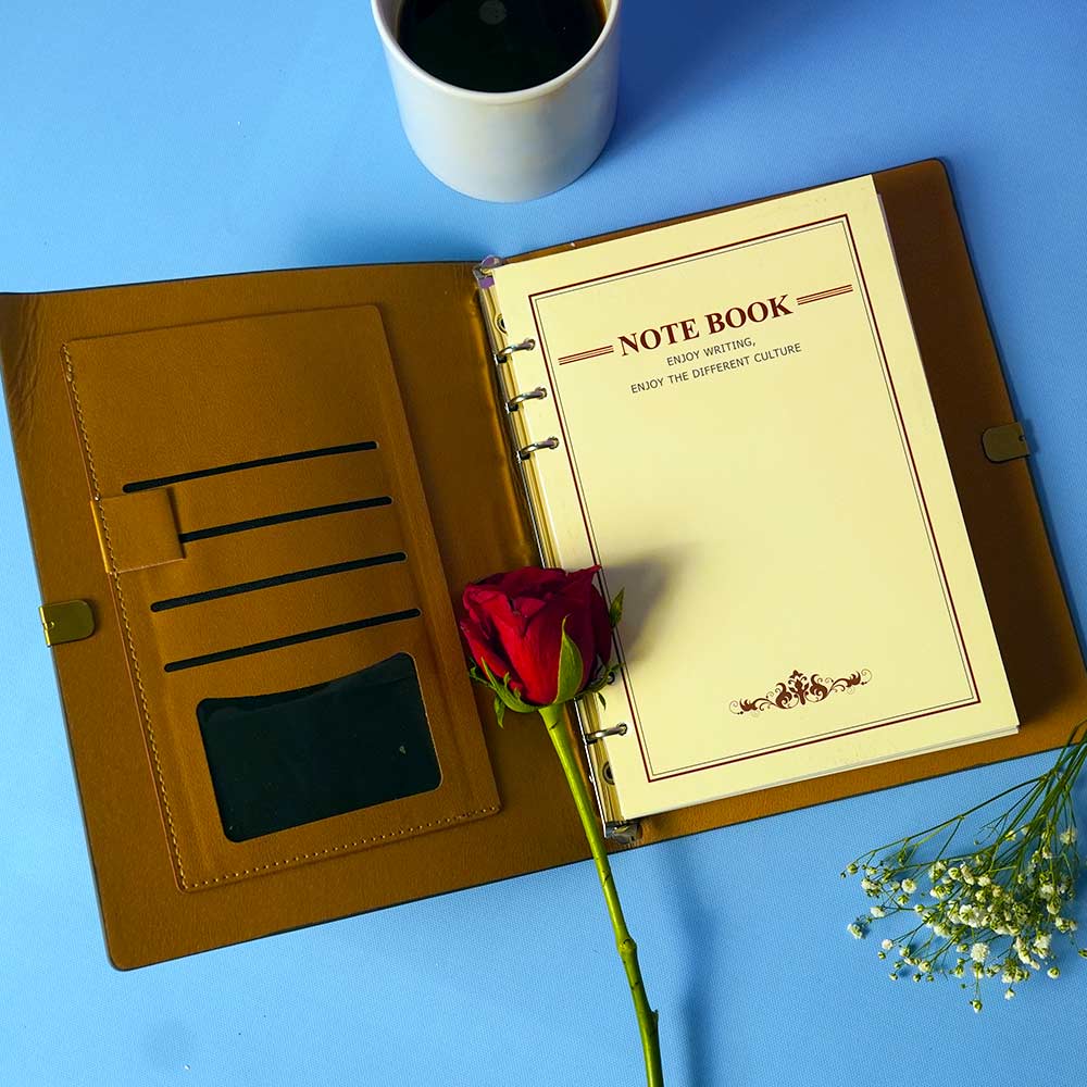 Personalized Fabric Texture Diary Notebook with Custom Name Plate | Premium Executive Journal for Office, Study & Daily Planning - Black A5 Size | Love Craft Gifts™