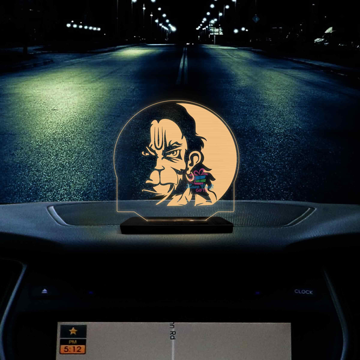 Hanuman Ji LED Car Dashboard Lamp – Premium Acrylic Bajrangbali Dashboard Light for Car Interior Decor, Spiritual Gift for Devotees & Divine Travel Companion | LoveCraftGifts™