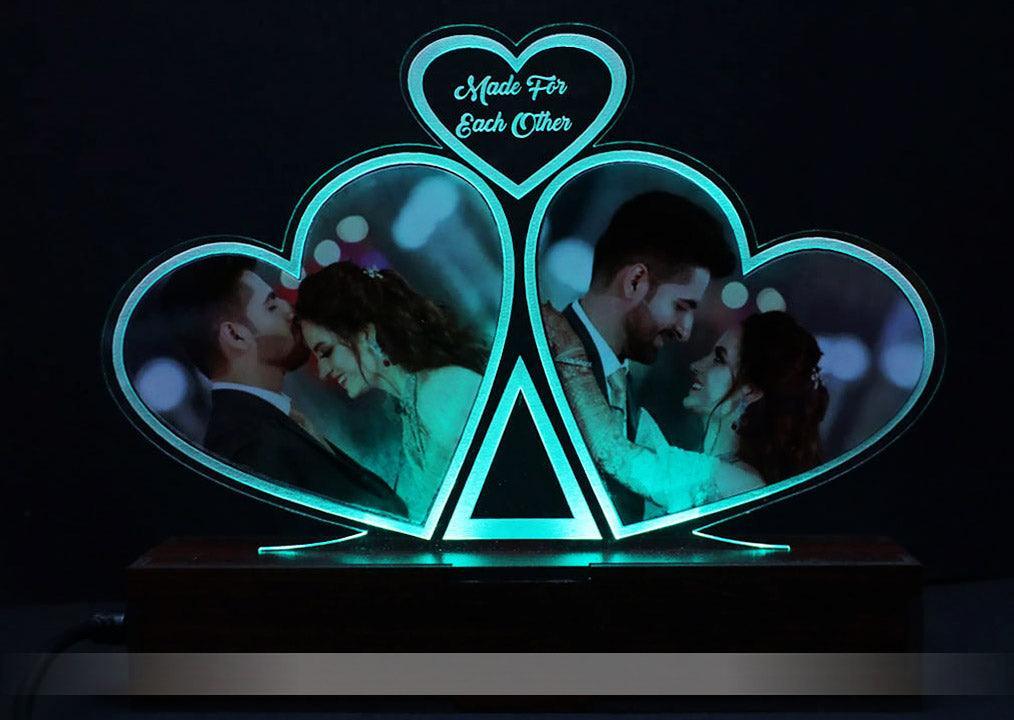 3D Acrylic Heart Multi-Led Table Lamp