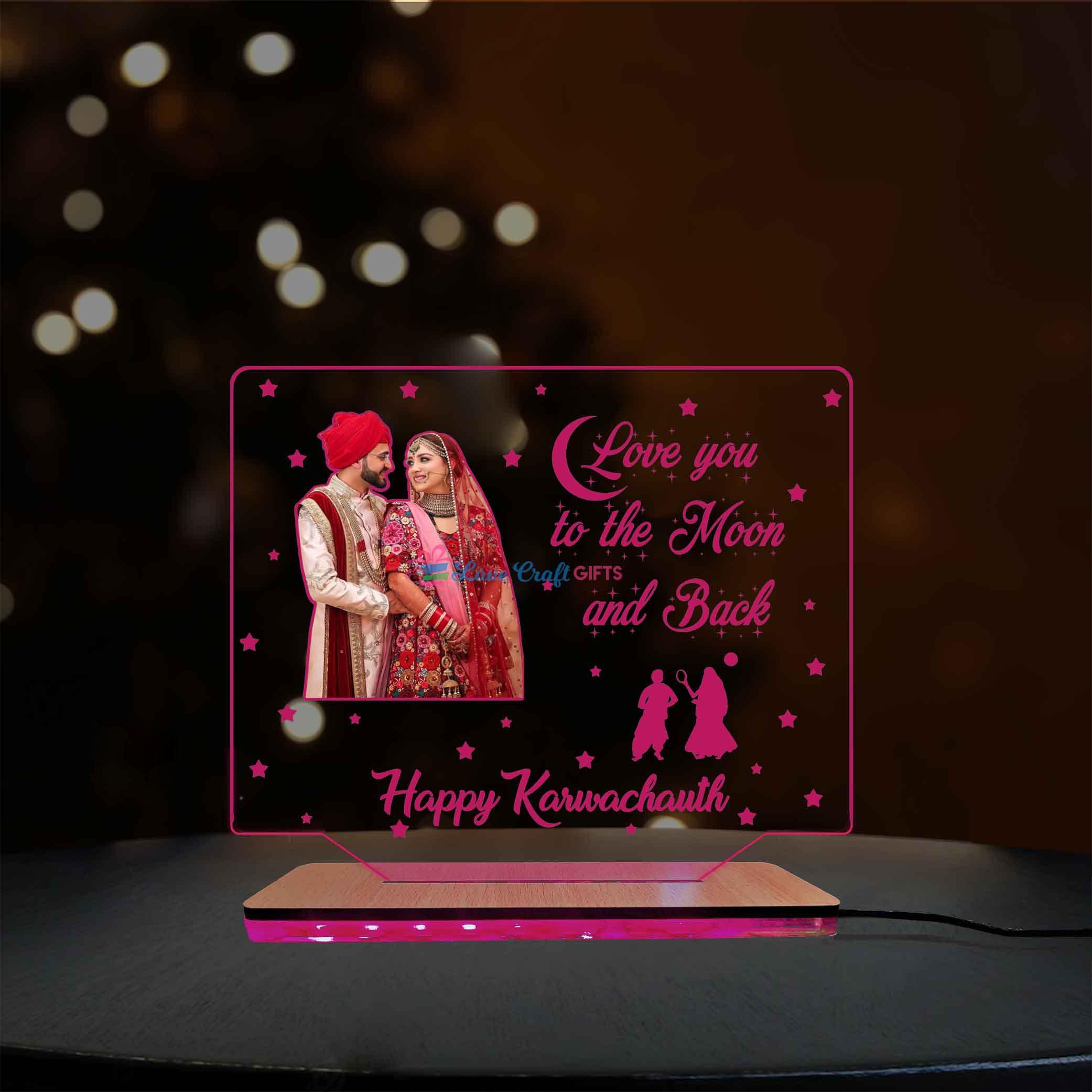 3D Acrylic Multi-Led Table Lamp For Karwa Chauth