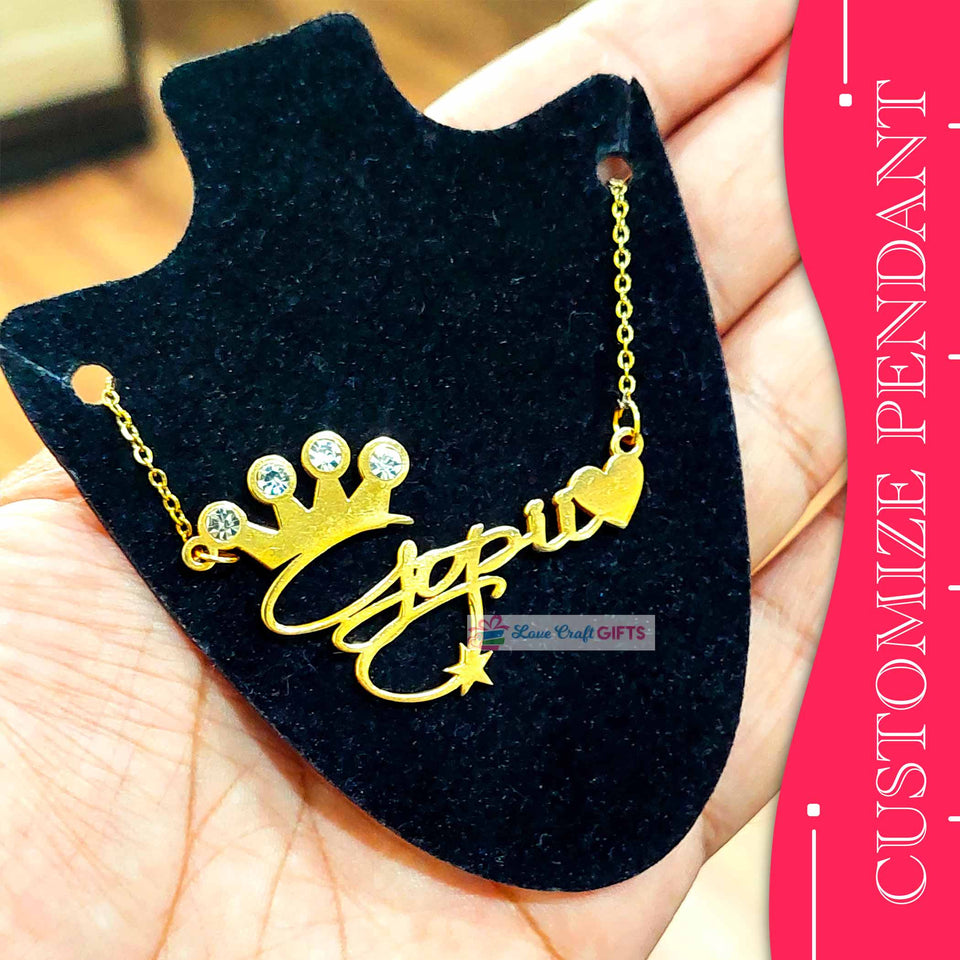 CROWN AND HEART PENDANT love craft gift - 1