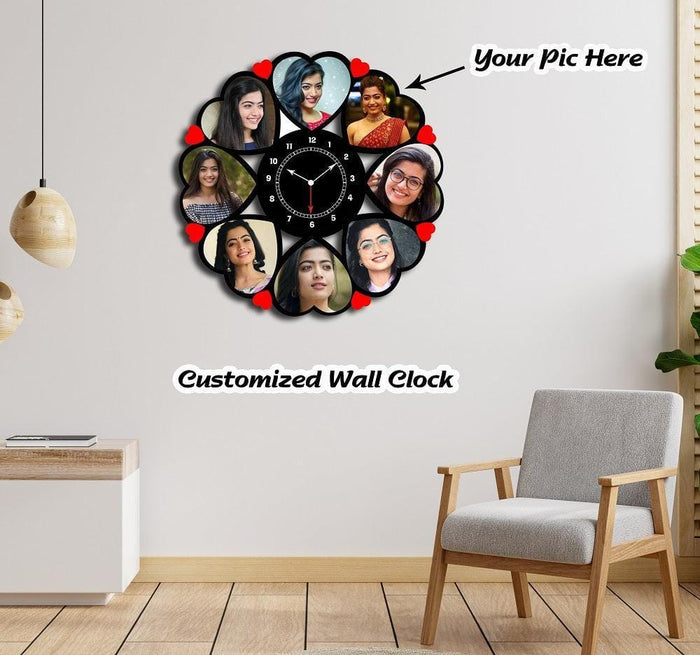 Heart Wooden Photo Wall Clock