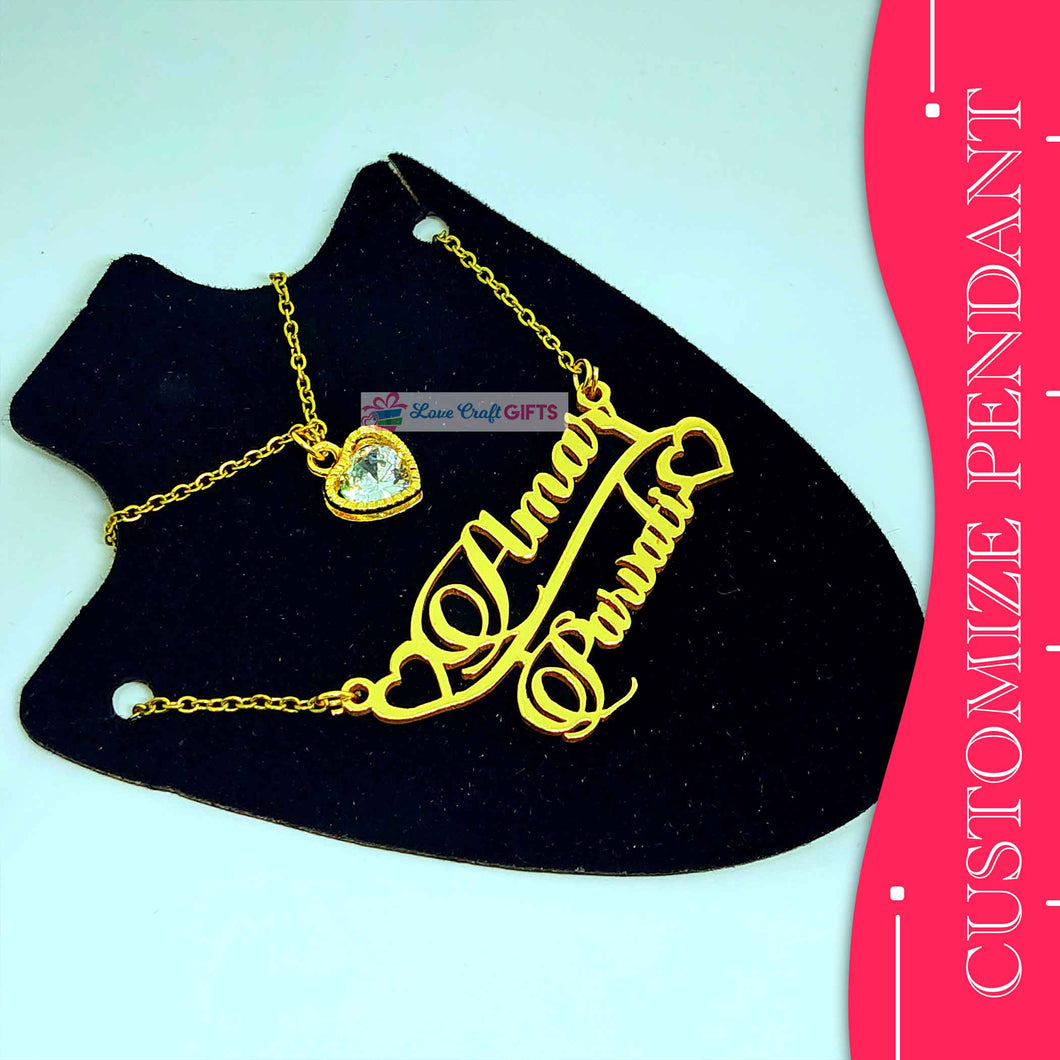 CUSTOMIZE DOUBLE NAME PENDANT love craft gift - 0