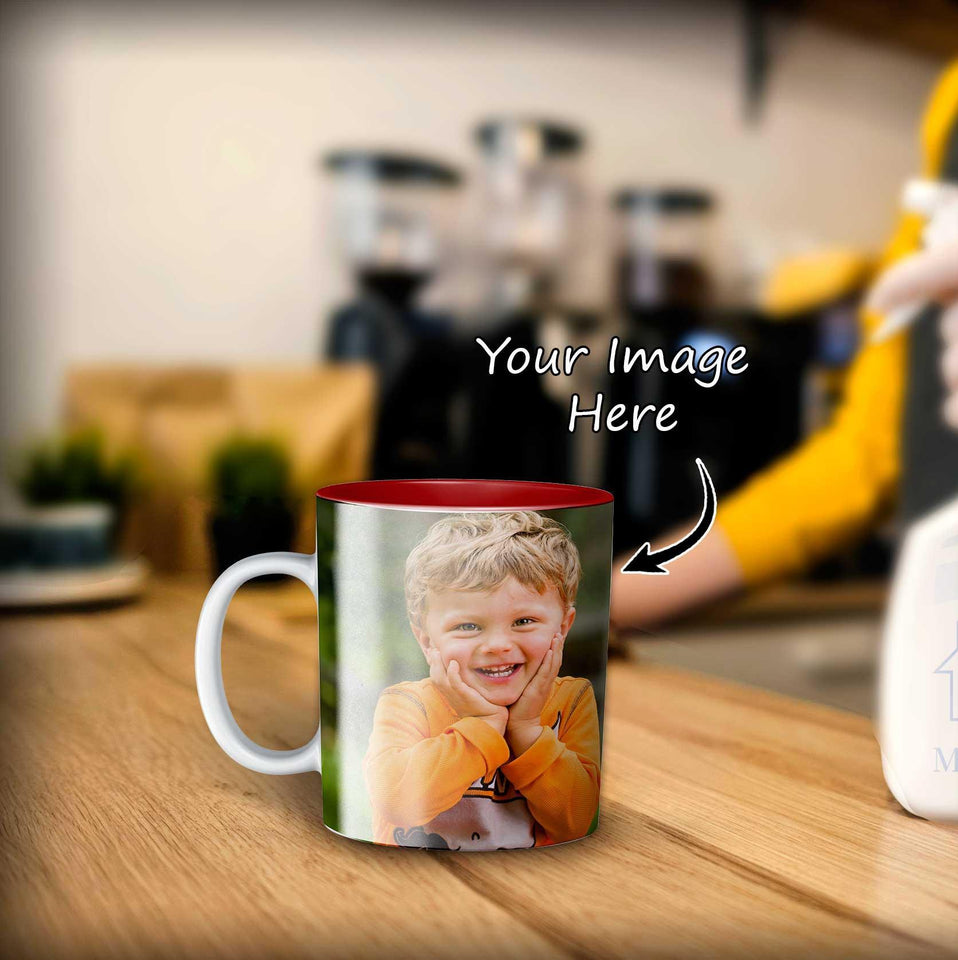 Personalized Red Inner Color Photo Mug | love craft gift